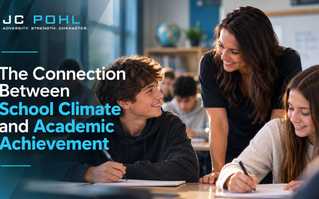teacher talking to students for climate and achievement blog